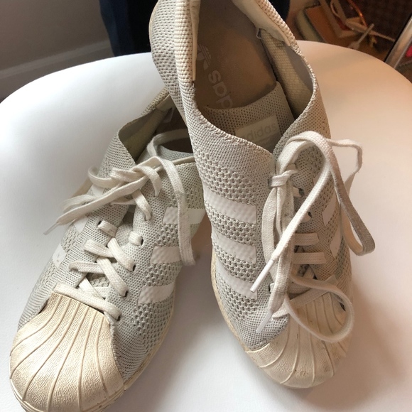 Adidas Superstar White/Grey Primeknit Sneakers - Picture 3 of 8